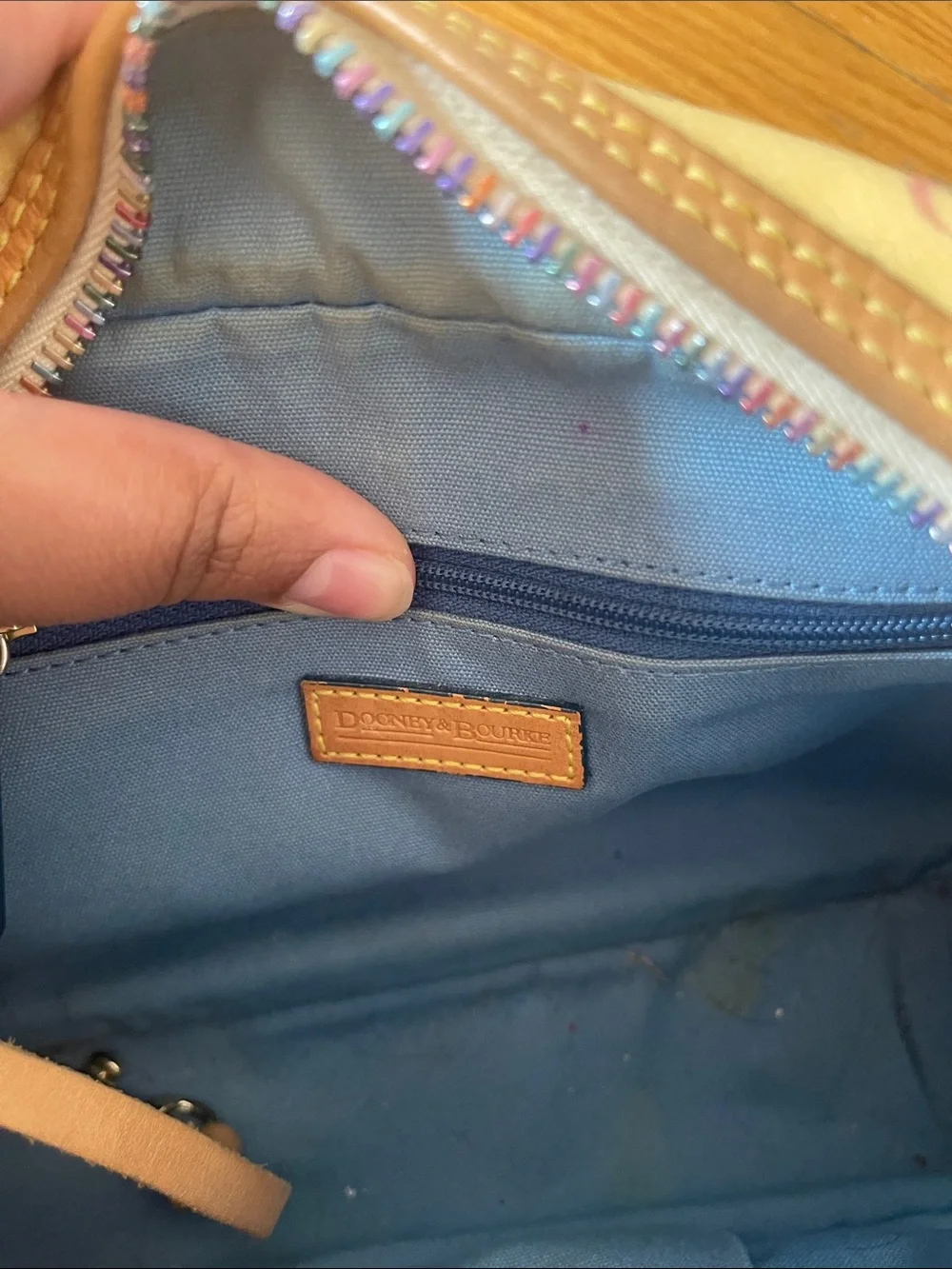Dooney & Bourke Vintage Y2K Yellow Multicolor DB Logo Canvas Shoulder Bag